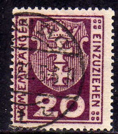 GERMANY REICH POLAND OCCUPATION ALLEMAGNE 1921 1922 DANZIG DANZICA DANTZIG POSTAGE DUE STAMPS TAXE 20pf USED USATO - Portomarken