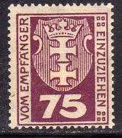 GERMANY REICH POLAND OCCUPATION ALLEMAGNE 1921 1922 DANZIG DANZICA DANTZIG POSTAGE DUE STAMPS TAXE  75pf MLH - Taxe