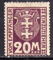 GERMANY REICH POLAND OCCUPATION ALLEMAGNE 1921 1922 DANZIG DANZICA DANTZIG POSTAGE DUE STAMPS TAXE  20m MLH - Postage Due