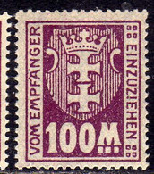 GERMANY REICH POLAND OCCUPATION ALLEMAGNE 1923 DANZIG DANZICA DANTZIG POSTAGE DUE STAMPS TAXE  100m MLH - Portomarken