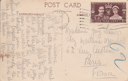 GB SEUL SUR CARTE DE BUDE POUR LA FRANCE 1937 - Storia Postale