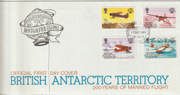 Antartique Britannique FDC 1983 Avions 124-127 - FDC