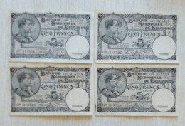 Belgium 1938 - 5Fr “1919" Nationale Reeks - Set 4 Opeenvolgende Nummers - Morin 12 - 5 Franchi