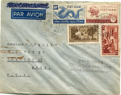 VIET-NAM LETTRE PAR AVION AVEC CACHET " 27-5-1953 1ere LIAISON AERIENNE SAIGON SAN-FRANCISCO " DEPART SAIGON 27-5-1953.. - Viêt-Nam