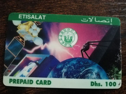 UNITED ARAB EMIRATES -ETISALAT- UAE    DHS 100   PREPAID Phonecard As Scan  FINE USED    ** 9053** - Emirats Arabes Unis