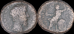 Rome - Marc Aurèle - Dupondius (2 As) - 166 AD - Revers : Rome Assise à G. Tenant Un Globe Nicéphore - 01-202 - La Dinastía Antonina (96 / 192)