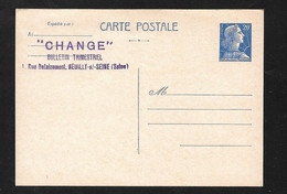 France   Entier N° 1011B  CP1  Cachet "Change"  Bulletin Trilmestriel Neuf  B/TB  Voir Scan   - Cartes Postales Types Et TSC (avant 1995)