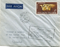 VIET-NAM LETTRE PAR AVION AVEC CACHET " PREMIER VOYAGE SAIGON PARIS AIR VIETNAM 1er AVRIL 1955 " DEPART SAIGON 1-4-1955 - Viêt-Nam