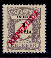 ! ! Portuguese India - 1911 Postage Due 1 Rp - Af. P22 - MH - Portugiesisch-Indien