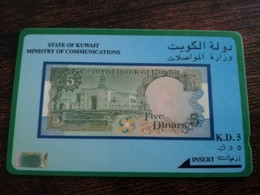 KUWAIT  GPT CARD/MAGNETIC/  ADVERTISING /  12KWTB   BANKNOTE    / KWT 28   KD 5     Fine Used Card  ** 9074** - Koweït