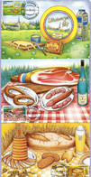 Luxemburg - 3 Maximumkarten Zum Thema  Gastronomie / Luxemburger Erzeugnisse / Essen + Trinken - FDC 28.9.2004 - Maximum Cards