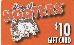 USA - Hooters Magnetic Gift Card $10, Used - Cartes Cadeaux