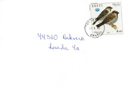 Estonia 2002 Cover With 4,40 Kr. Bird Sparrow - Cernícalo