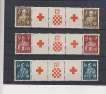 CROATIA WW II, 1941 Red Cross Set  In Strip  With Labels MNH - Croatia