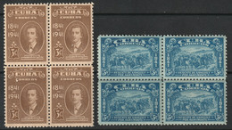 Cuba 1942 Sc 373-4 Yt 274-5 Set Blocks MNH** - Neufs