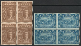 Cuba 1942 Sc 373-4 Yt 274-5 Set Blocks MNH** - Unused Stamps