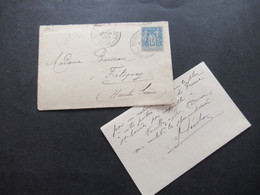 Frankreich 1896 Sage Kleiner Umschlag Mit Inhalt Gedruckter Briefkopf Adolphe Perichon Notaire A Nemours - 1877-1920: Periodo Semi Moderno