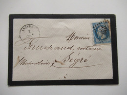 1862 Napoleon III. Nr.21 Eckrandstück Unten Links!! Rautenstempel Nummer 99 Stempel Angers Nach Segre Mit Ank. Stempel - 1862 Napoléon III.