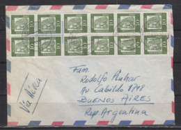 Bund Bed.Deutsche LP-Brief Stuttgart/21.6.61 Nach Argentinien Mit 12er-Block 350x, Nicht Alltäglicher Beleg - Storia Postale