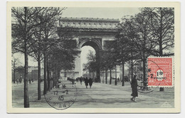 FRANCE ARC TRIOMPHE 1FR50 CARTE MAXIMUM PARIS 12.2.1945 1ER JOUR DU TIMBRE SUPERBE - 1944-45 Arc De Triomphe