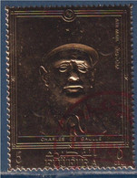 Portrait Du Général De Gaulle Timbre Doré Oblitéré Air Mail Fujeira - De Gaulle (Général)