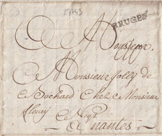 27743# BRUGES LETTRE DATEE DU 8 JUILLET 1777 FLANDRE OCCIDENTALE LIEU A IDENTIFIER Pour NANTES LOIRE ATLANTIQUE - 1714-1794 (Austrian Netherlands)