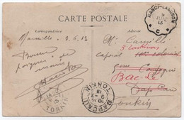 5c SEMEUSE MARSEILLE-GARE > DAPCAU TONKIN Réexpédiée BAC-LÉ Voie De Sibérie Sans Mention + Convoyeur HANOI-LANGSON 1913 - Brieven En Documenten