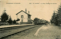 Le Vauriat * La Gare ( Passage D'un Express ) * Train Locomotive Machine * Ligne Chemin De Fer Puy De Dôme - Autres & Non Classés