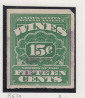 Verenigde Staten Scott Cataloog Revenue Stamps Cordials/Wines RE39 - Revenues