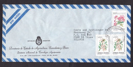 Argentina: Airmail Cover To Netherlands, 1987, 3 Stamps, Flower, Flowers, Begonia (traces Of Use) - Lettres & Documents