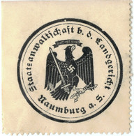Siegelmarke Verschlußmarke Vignette 3. Reich - Staatsanwalt Landgericht Naumburg An Der Saale - Erinofilia