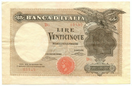 25 LIRE BANCA D'ITALIA AQUILA CON BANDIERA SABAUDA 22/01/1919 BB+ - Regno D'Italia - Altri