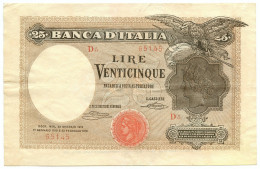25 LIRE BANCA D'ITALIA AQUILA CON BANDIERA SABAUDA 22/01/1919 BB+ - Sonstige