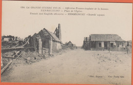 D80 - HERBECOURT - PLACE DE L'ÉGLISE-OFFENSIVE FRANCO ANGLAISE DE LA SOMME-LA GRANDE GUERRE 1914-16 - Altri & Non Classificati