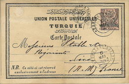 Turkey; 1882 Ottoman Postal Stationery Sent To France - Cartas & Documentos