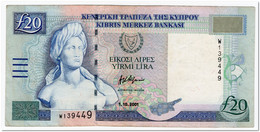 CYPRUS,20 POUNDS,2001,P.63b,VF+ - Cyprus