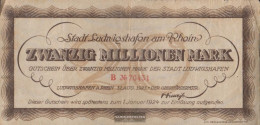 Ludwigshafen Inflationsgeld The City Ludwigshafen Used (III) 1923 20 Million Mark - 20 Miljoen Mark