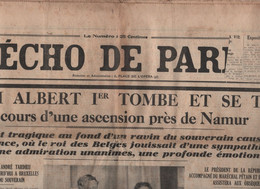 L'ECHO DE PARIS 17 02 1934 - MORT DU ROI ALBERT PREMIER DES BELGES PRES NAMUR - BAYONNE - GRAVURE JAPONAISE - BURLINGTON - Le Petit Parisien