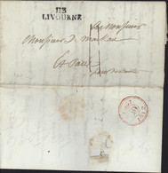 Département Conquis Révolution Italie MP Marque Postale Noire 113 LIVOURNE Taxe Manuscrite 11 Dateur Rouge Paris 1812 - 1792-1815: Conquered Departments
