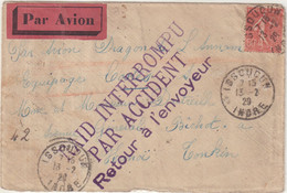 FRANCE : PA . REC . " FRANCE - INDOCHINE " . GRIFFE RAID INTERROMPU PAR ACCIDENT .1929 . - 1960-.... Covers & Documents