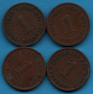 DEUTSCHES REICH LOT 4 X 1 PFENNIG :  1900  - 1907  - 1911  - 1915 A - Lots & Kiloware - Coins