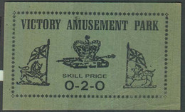 India Victory Amusement Park Skill Price 0-2-0 Ticket On Card Board - Other & Unclassified