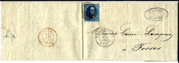T.P. 7A S/L. "MINET - BRUXELLES" Du 21 MAI 1855 à FOSSES (Obl. 22 MAI 1855) - 1851-1857 Medaillen (6/8)