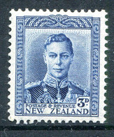 New Zealand 1938-44 King George VI Definitives - 3d Blue HM (SG 609) - Neufs