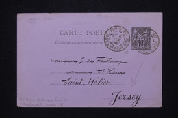 FRANCE - Entier Postal Sage 10ct De Paris Pour Jersey En 1885 -  L 117912 - Cartes Postales Types Et TSC (avant 1995)