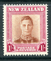 New Zealand 1947-52 King George VI Definitives - 1/- Brown & Carmine - Plate 1 - Wmk. Sideways - HM (SG 686) - Neufs