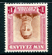 New Zealand 1947-52 King George VI Definitives - 1/- Brown & Carmine - Plate 1 - Wmk. Sideways Inverted HM (SG 686aw) - Nuevos
