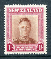 New Zealand 1947-52 King George VI Definitives - 1/- Brown & Carmine - Plate 1 - Wmk. Upright HM (SG 686b) - Neufs