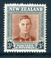 New Zealand 1947-52 King George VI Definitives - 3/- Brown & Grey - Wmk. Sideways HM (SG 689) - Neufs