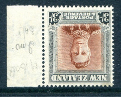 New Zealand 1947-52 King George VI Definitives - 3/- Brown & Grey - Wmk. Sideways Inverted HM (SG 689w) - Neufs